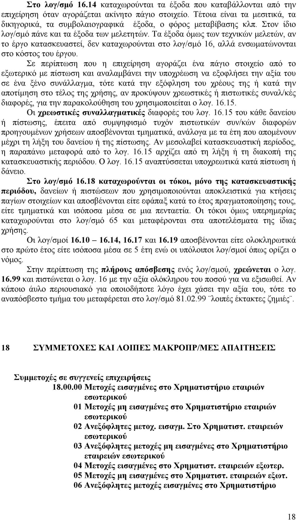Τα έξοδα όμως των τεχνικών μελετών, αν το έργο κατασκευαστεί, δεν καταχωρούνται στο λογ/σμό 16, αλλά ενσωματώνονται στο κόστος του έργου.