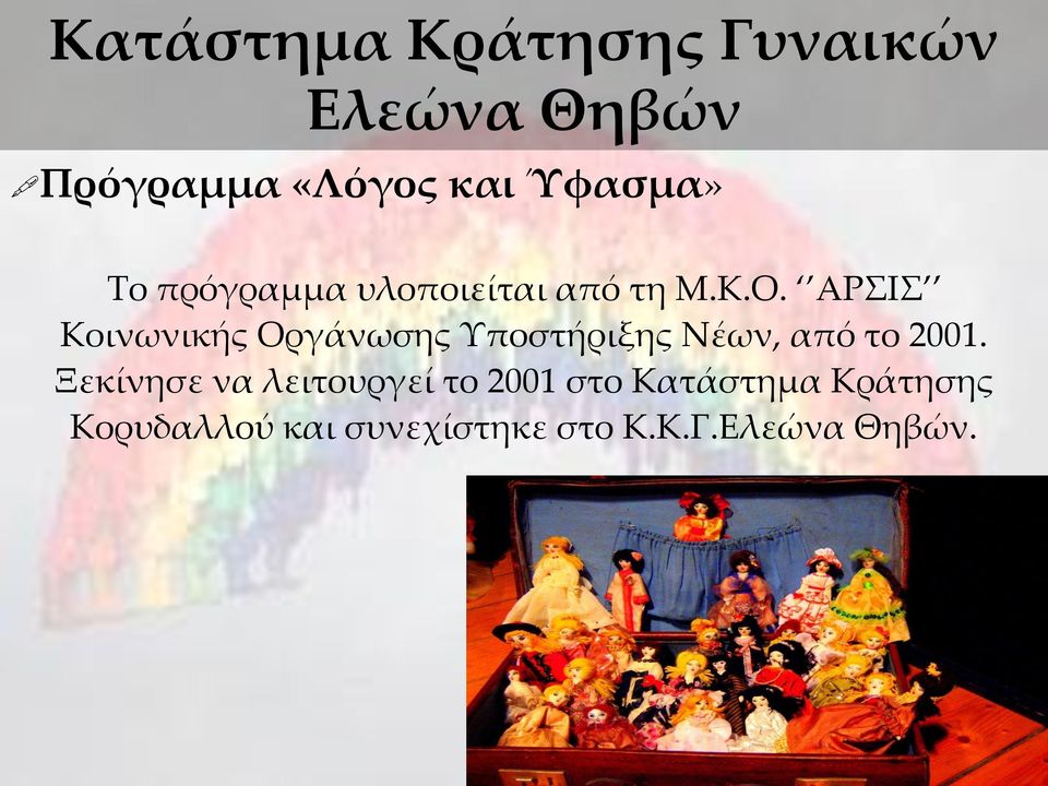 ΑΡΣΙΣ Κοινωνικής Οργάνωσης Υποστήριξης Νέων, από το 2001.