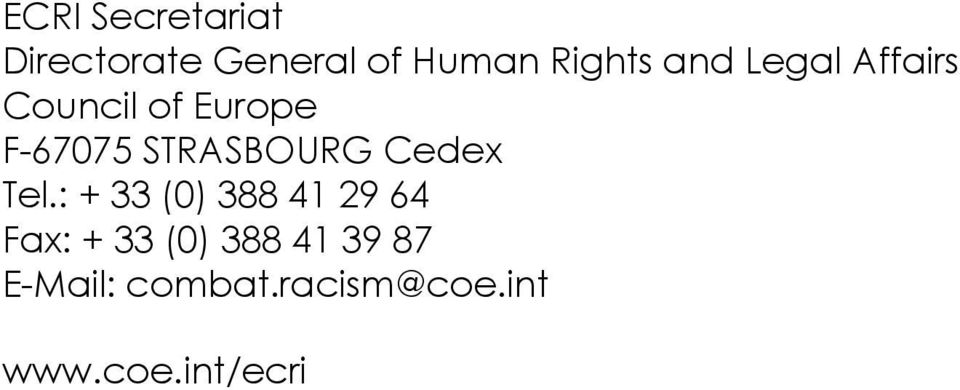 STRASBOURG Cedex Tel.