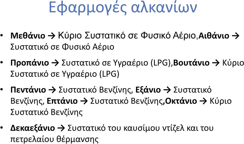 Πεντάνιο Συστατικό Βενζίνης, Εξάνιο Συστατικό Βενζίνης, Επτάνιο Συστατικό