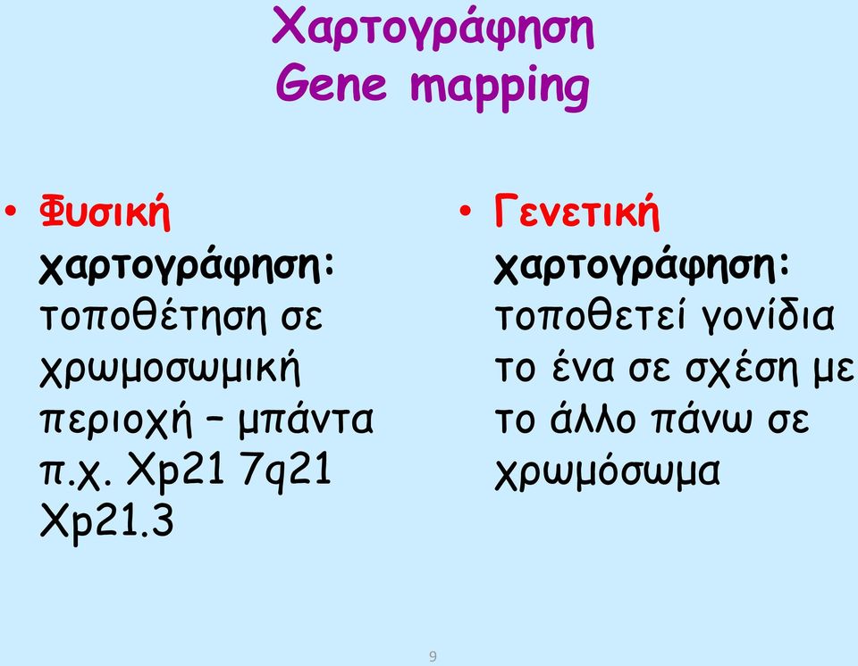 3 Γενετική χαρτογράφηση: τοποθετεί γονίδια το ένα