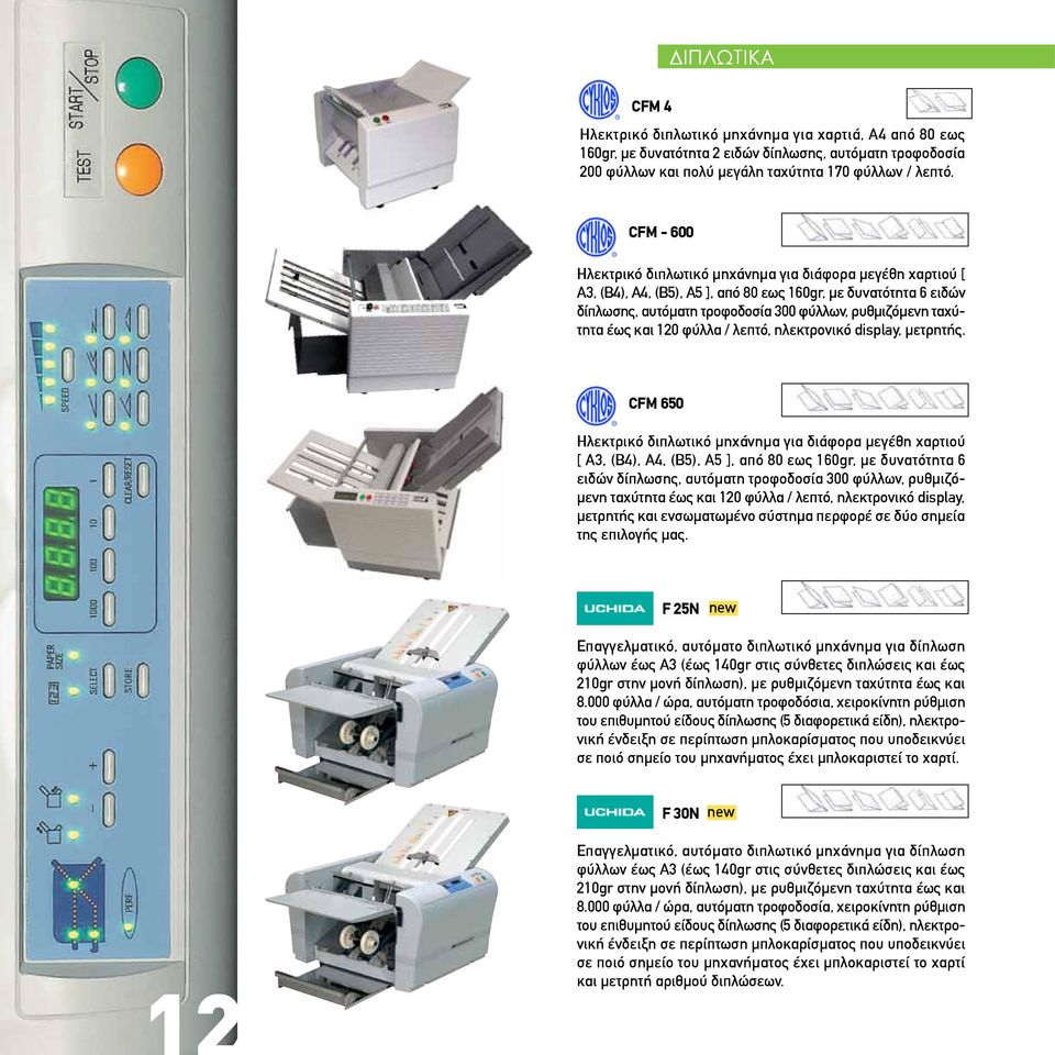 έως και 120 φύλλα / λεπτό, ηλεκτρονικό display, μετρητής.