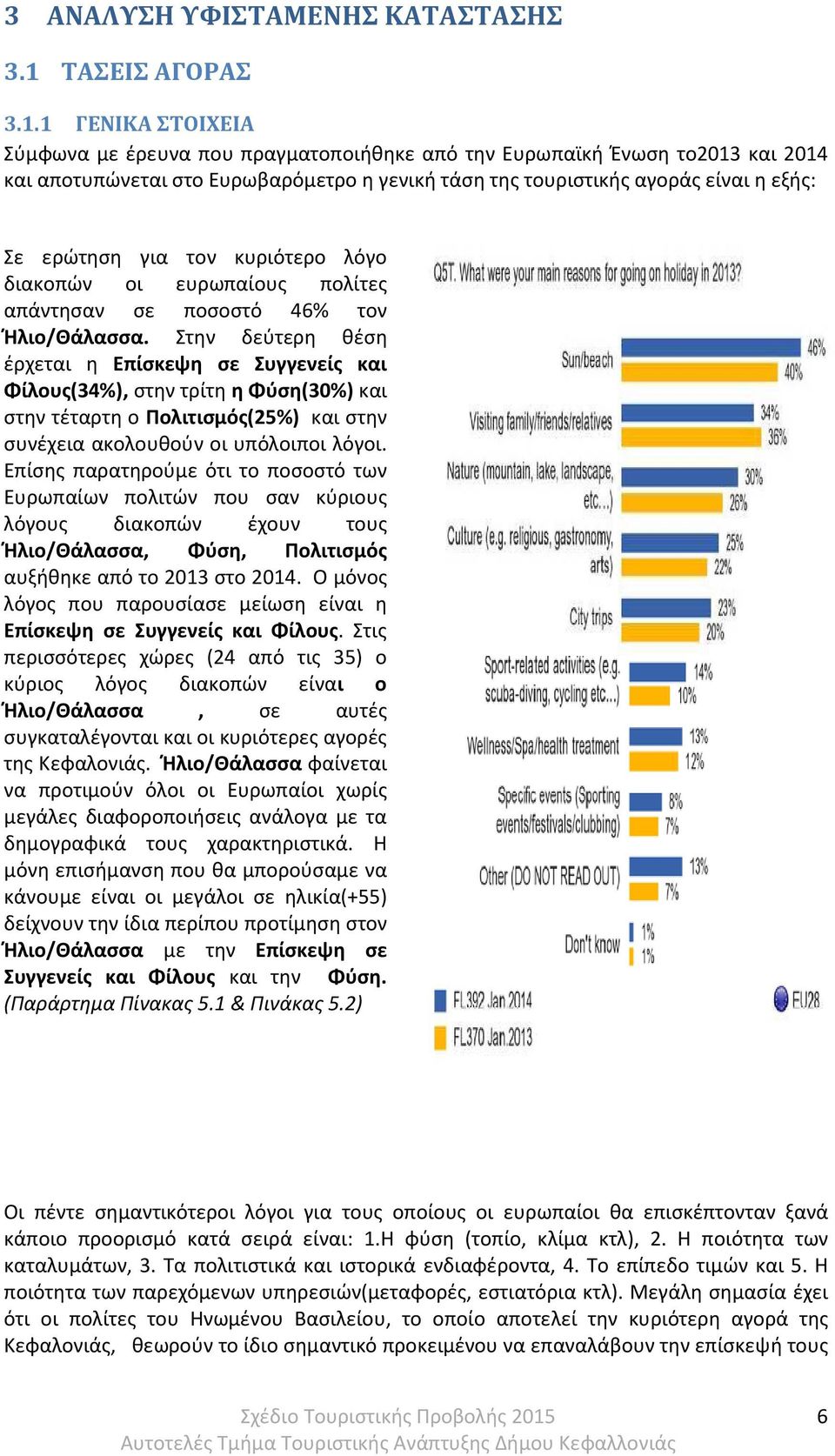 1 ΓΕΝΙΚΑ ΣΤΟΙΧΕΙΑ Σύμφωνα με έρευνα που πραγματοποιήθηκε από την Ευρωπαϊκή Ένωση το2013 και 2014 και αποτυπώνεται στο Ευρωβαρόμετρο η γενική τάση της τουριστικής αγοράς είναι η εξής: Σε ερώτηση για