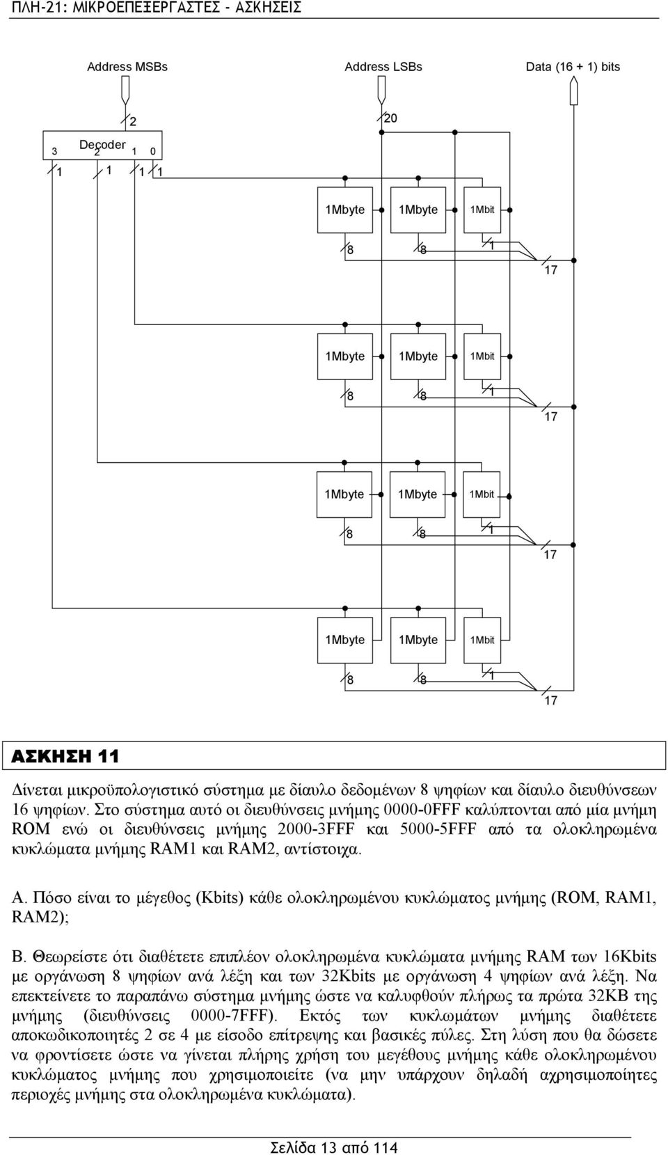 Στο σύστημα αυτό οι διευθύνσεις μνήμης 0000-0FFF καλύπτονται από μία μνήμη ROM ενώ οι διευθύνσεις μνήμης 2000-3FFF και 5000-5FFF από τα ολοκληρωμένα κυκλώματα μνήμης RAM1 και RAM2, αντίστοιχα. Α.