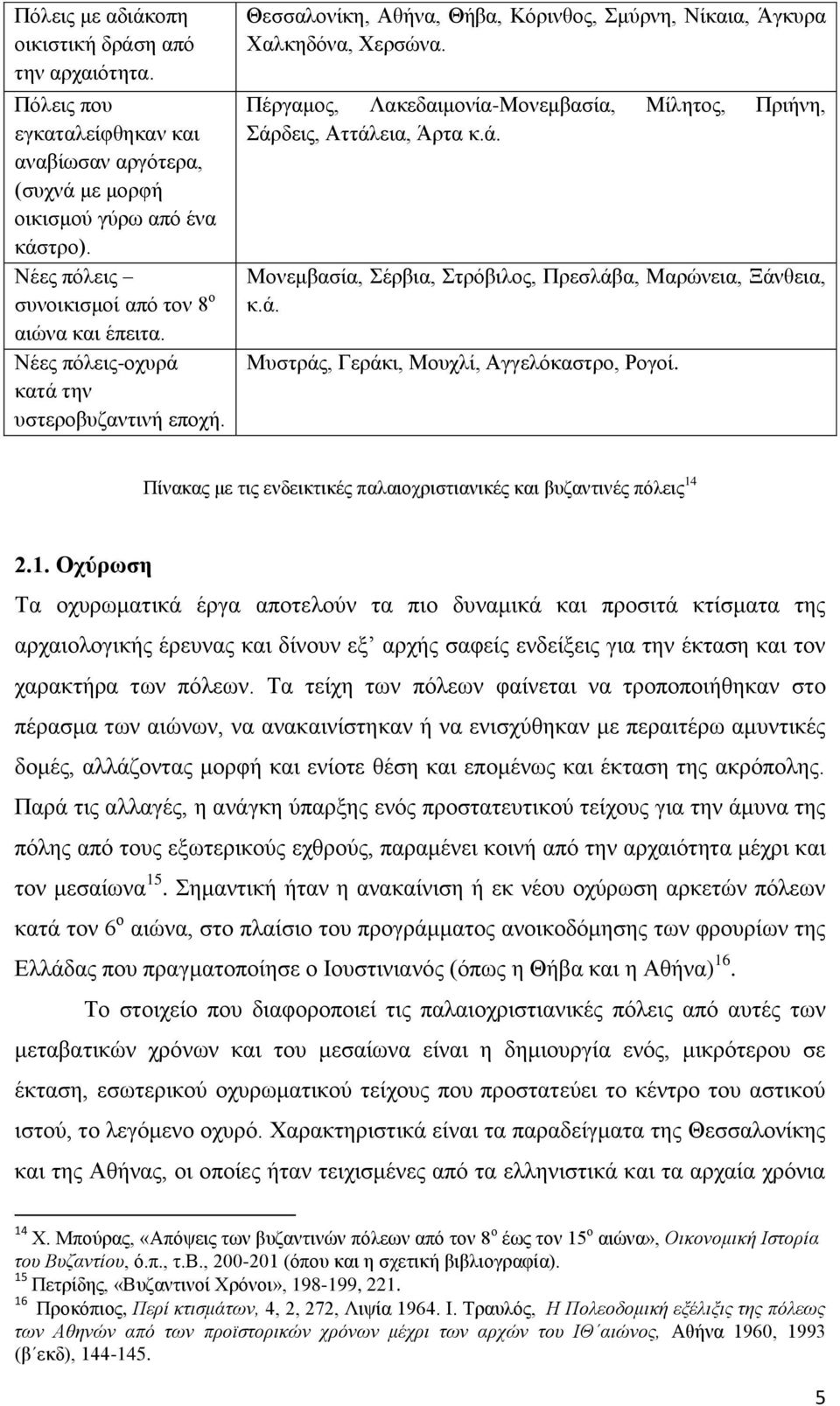 Πέργαμος, Λακεδαιμονία-Μονεμβασία, Μίλητος, Πριήνη, Σάρδεις, Αττάλεια, Άρτα κ.ά. Μονεμβασία, Σέρβια, Στρόβιλος, Πρεσλάβα, Μαρώνεια, Ξάνθεια, κ.ά. Μυστράς, Γεράκι, Μουχλί, Αγγελόκαστρο, Ρογοί.
