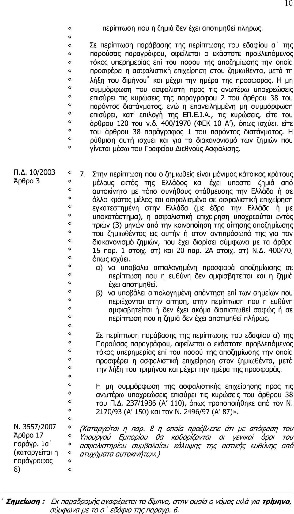 επιχείρηση στου ζηµιωθέντα, µετά τη λήξη του διµήνου και µέχρι την ηµέρα της προσφοράς.