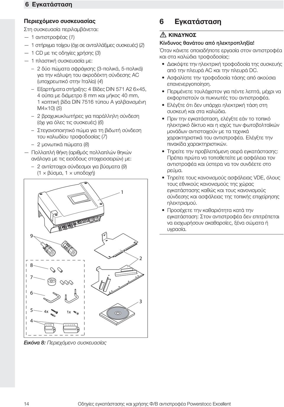 DIN 756 τύπου A γαλβανισμένη M4 0) (5) βραχυκυκλωτήρες για παράλληλη σύνδεση (όχι για όλες τις συσκευές) (6) Στεγανοποιητικό πώμα για τη βιδωτή σύνδεση του καλωδίου τροφοδοσίας (7) μονωτικά πώματα