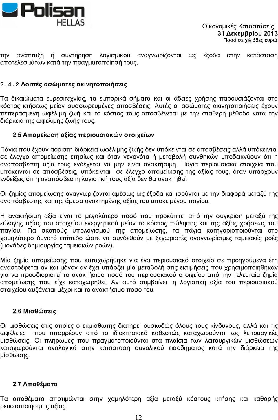 Αυτές οι ασώματες ακινητοποιήσεις έχουν πεπερασμένη ωφέλιμη ζωή και το κόστος τους αποσβένεται με την σταθερή μέθοδο κατά την διάρκεια της ωφέλιμης ζωής τους. 2.