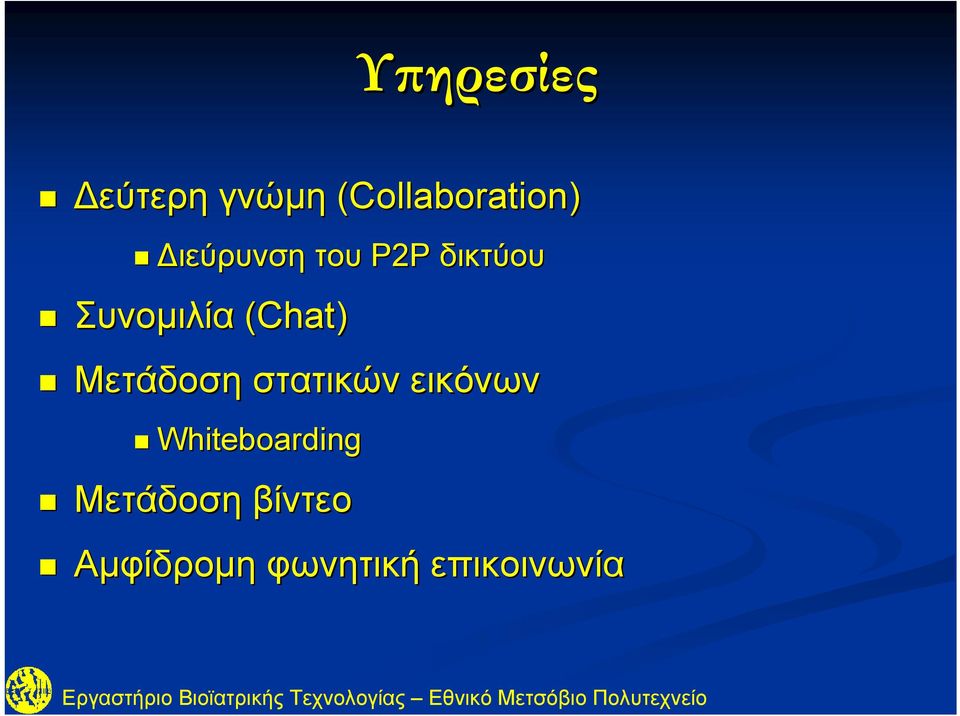 Μετάδοση στατικών εικόνων Whiteboarding