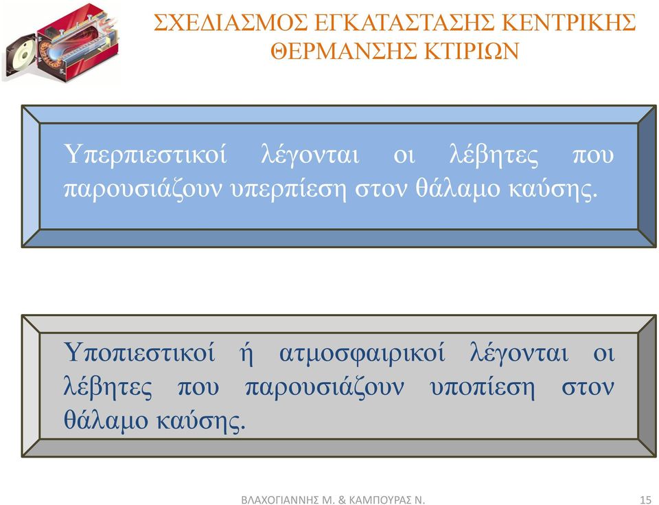 Υποπιεστικοί ή ατμοσφαιρικοί λέγονται οι λέβητες που