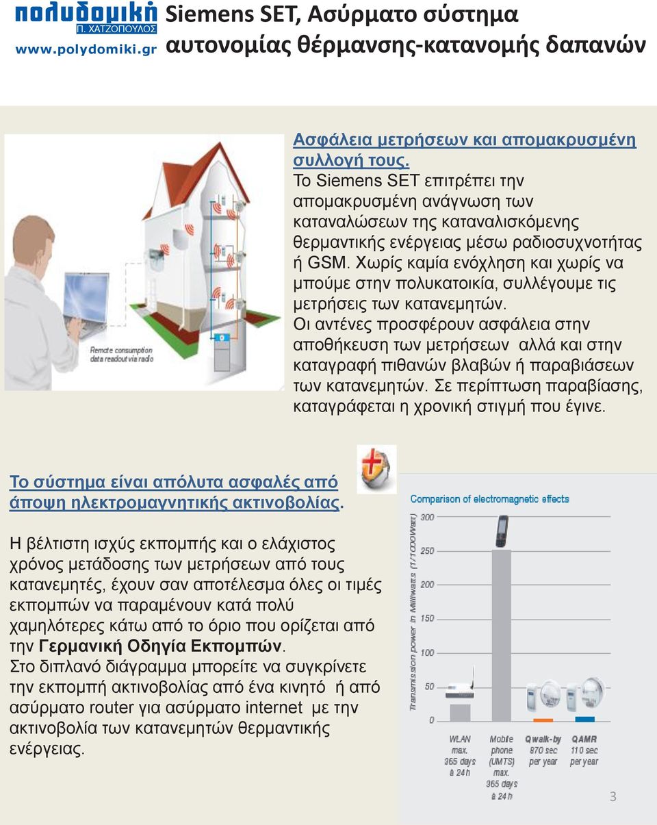 Οι αντένες προσφέρουν ασφάλεια στην αποθήκευση των μετρήσεων αλλά και στην καταγραφή πιθανών βλαβών ή παραβιάσεων των κατανεμητών. Σε περίπτωση παραβίασης, καταγράφεται η χρονική στιγμή που έγινε.