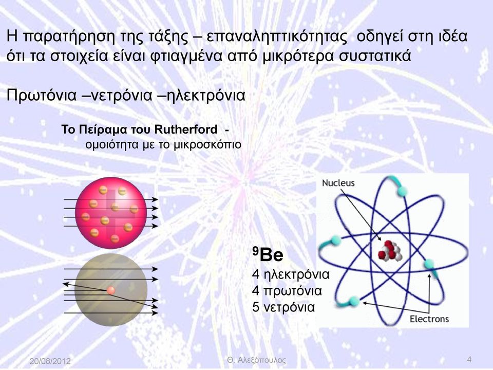 Πρωτόνια νετρόνια ηλεκτρόνια Το Πείραμα του Rutherford -