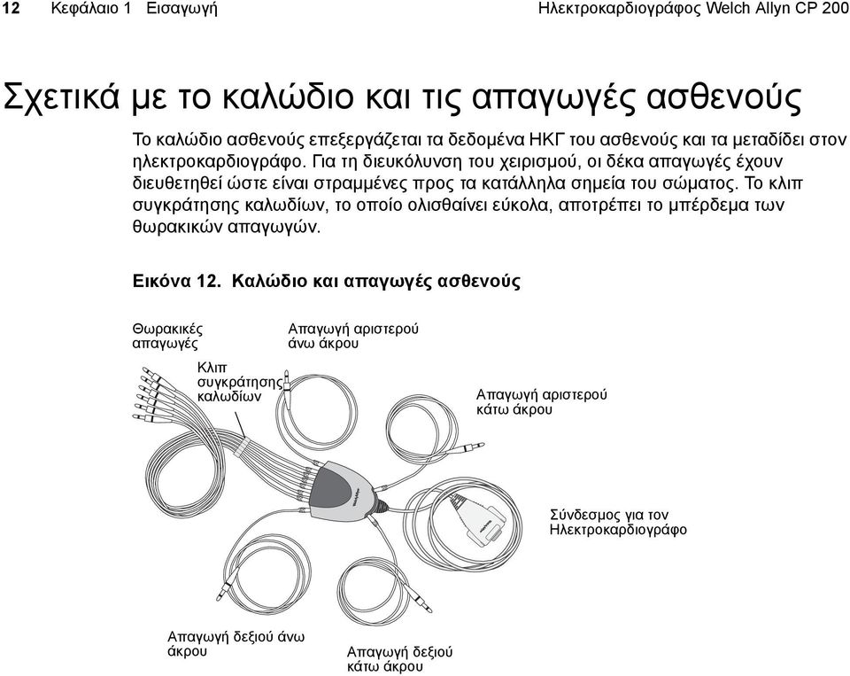 Για τη διευκόλυνση του χειρισµού, οι δέκα απαγωγές έχουν διευθετηθεί ώστε είναι στραµµένες προς τα κατάλληλα σηµεία του σώµατος.