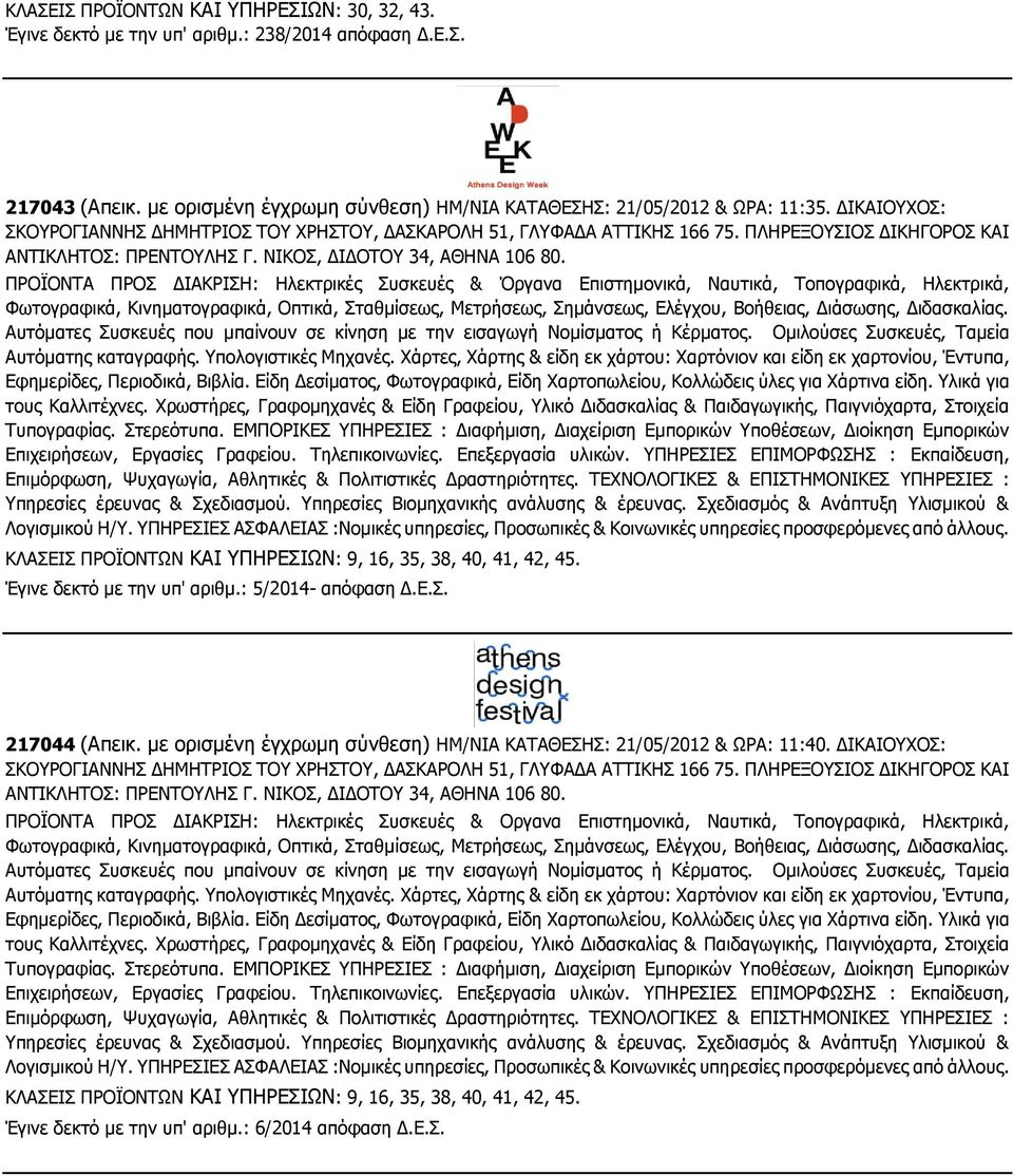 ΠΡΟΪΟΝΤΑ ΠΡΟΣ ΔΙΑΚΡΙΣΗ: Ηλεκτρικές Συσκευές & Όργανα Επιστημονικά, Ναυτικά, Τοπογραφικά, Ηλεκτρικά, Φωτογραφικά, Κινηματογραφικά, Οπτικά, Σταθμίσεως, Μετρήσεως, Σημάνσεως, Ελέγχου, Βοήθειας,