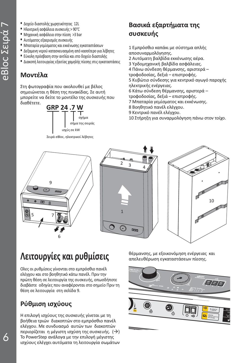 ακολουθεί με βέλος σημειώνεται η θέση της πινακίδας. Σε αυτή μπορείτε να δείτε το μοντέλο της συσκευής που διαθέτετε. GRP 24.