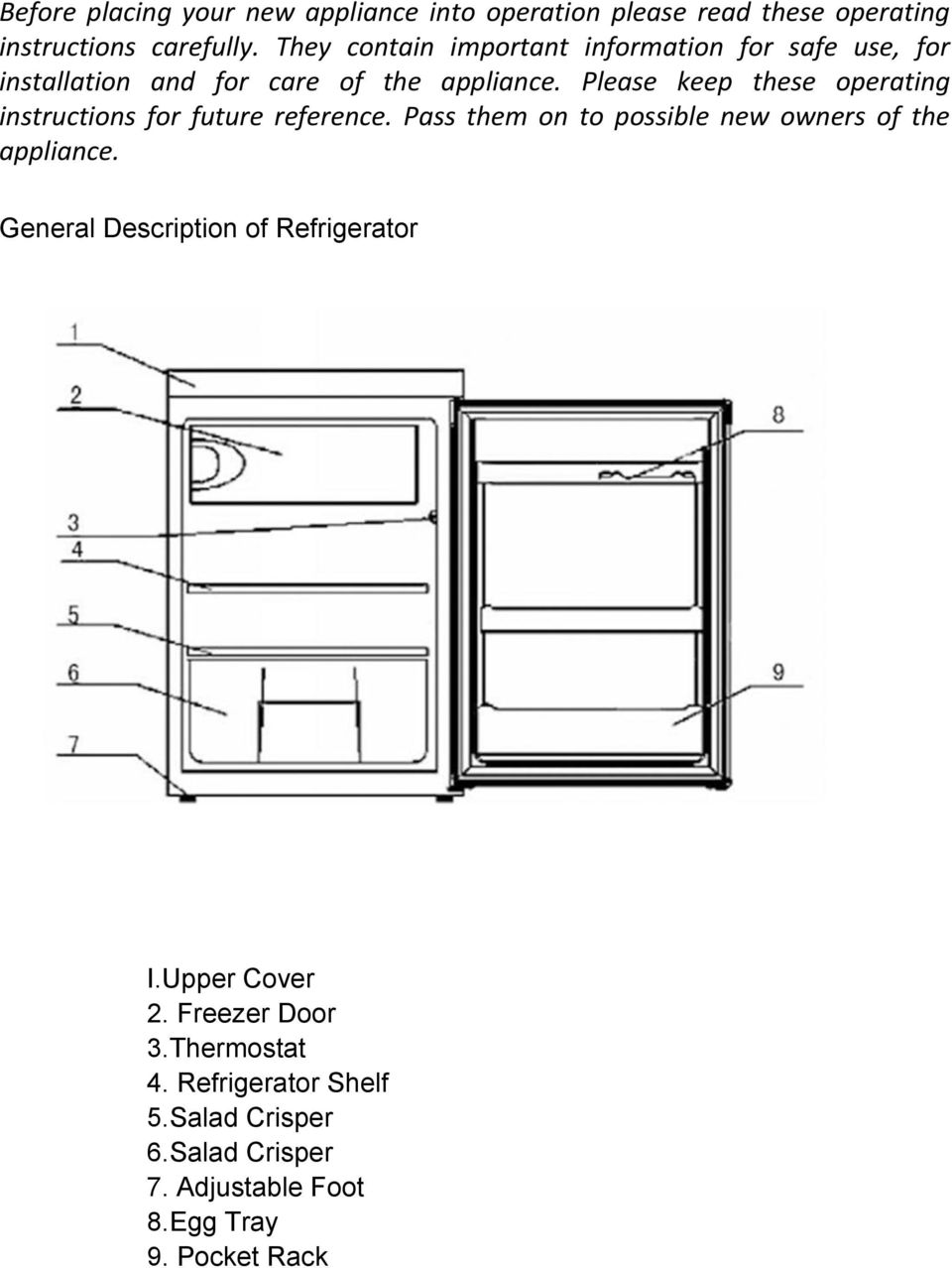 Please keep these operating instructions for future reference. Pass them on to possible new owners of the appliance.