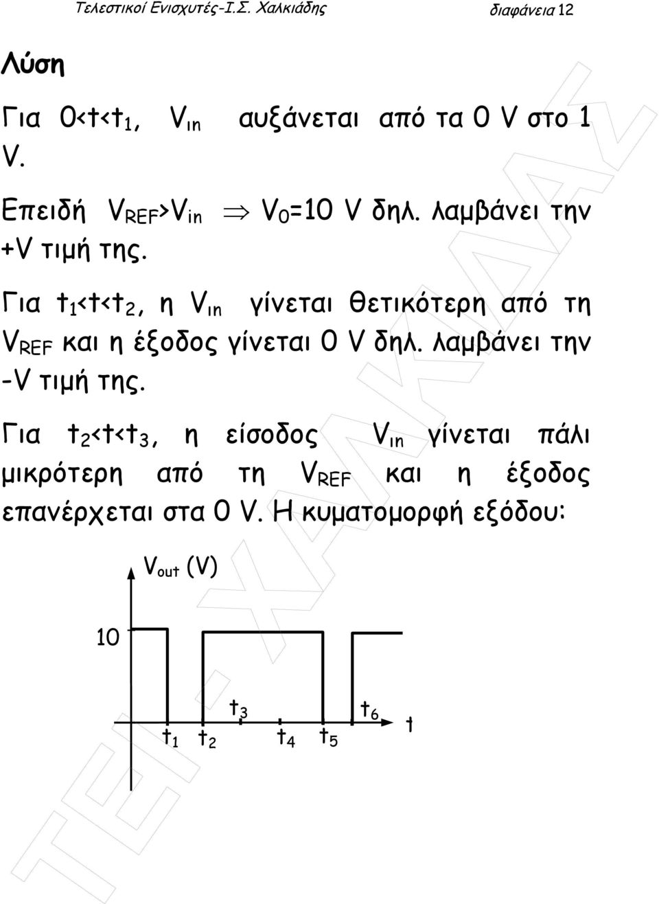 Για t <t<t, η ιn γίνεται θετικότερη από τη EF και η έξοδος γίνεται 0 δηλ.