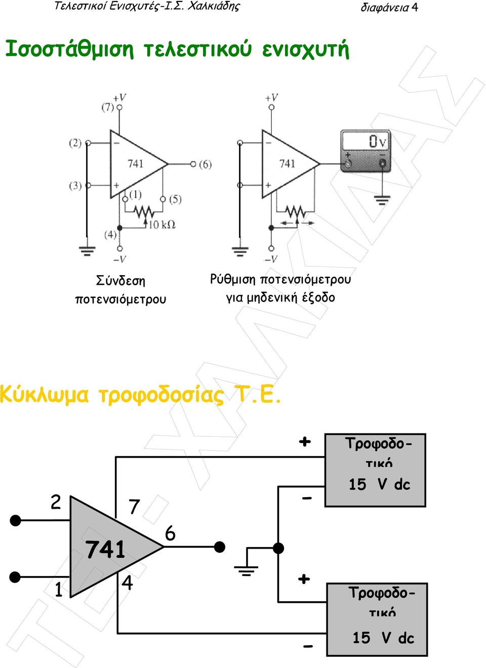 Σύνδεση ποτενσιόµετρου Ρύθµιση ποτενσιόµετρου για