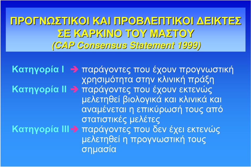 παράγοντες που έχουν εκτενώς μελετηθεί βιολογικά και κλινικά και αναμένεται η επικύρωσή τους