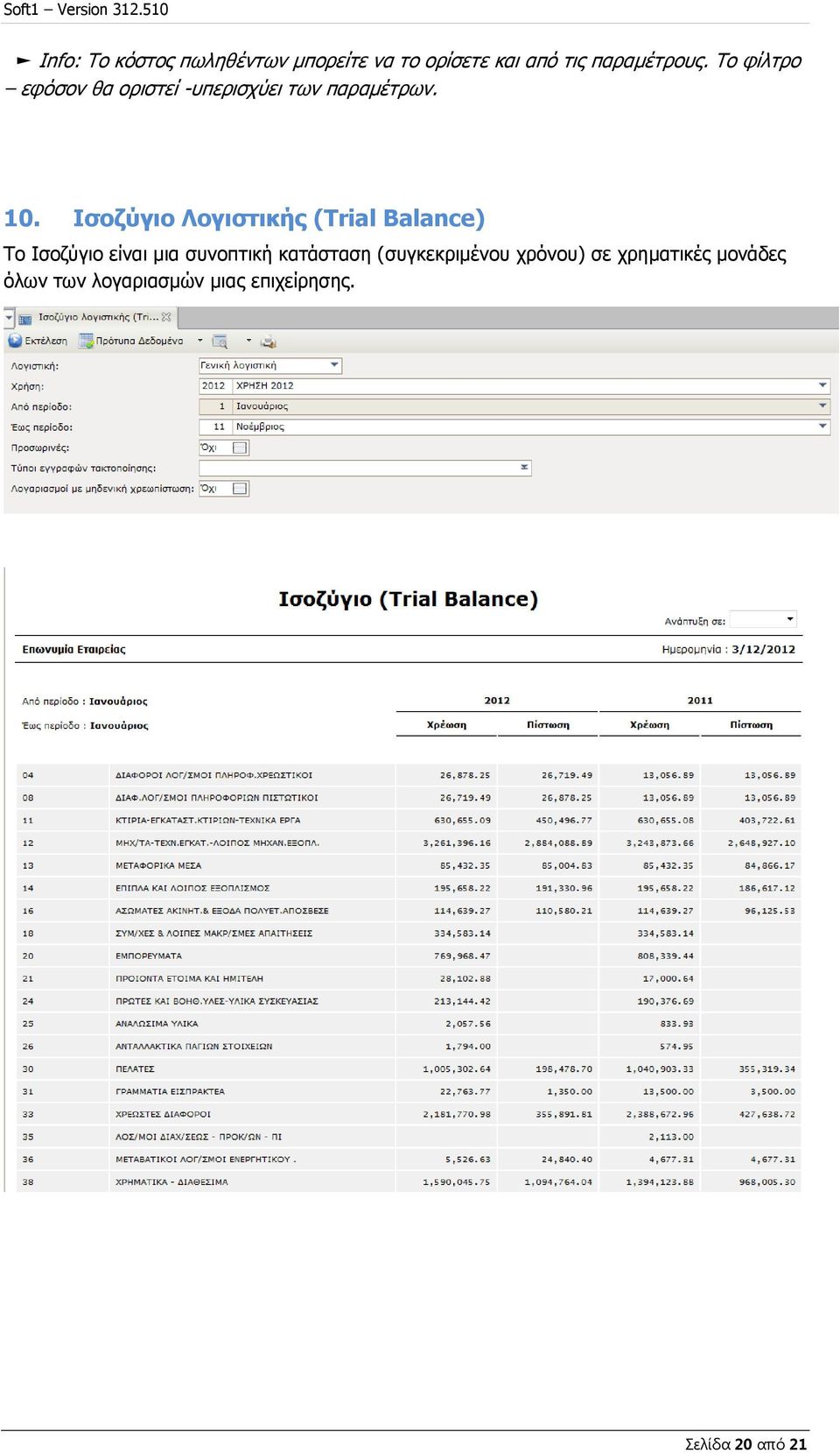 Ισοζύγιο Λογιστικής (Trial Balance) Το Ισοζύγιο είναι μια συνοπτική κατάσταση