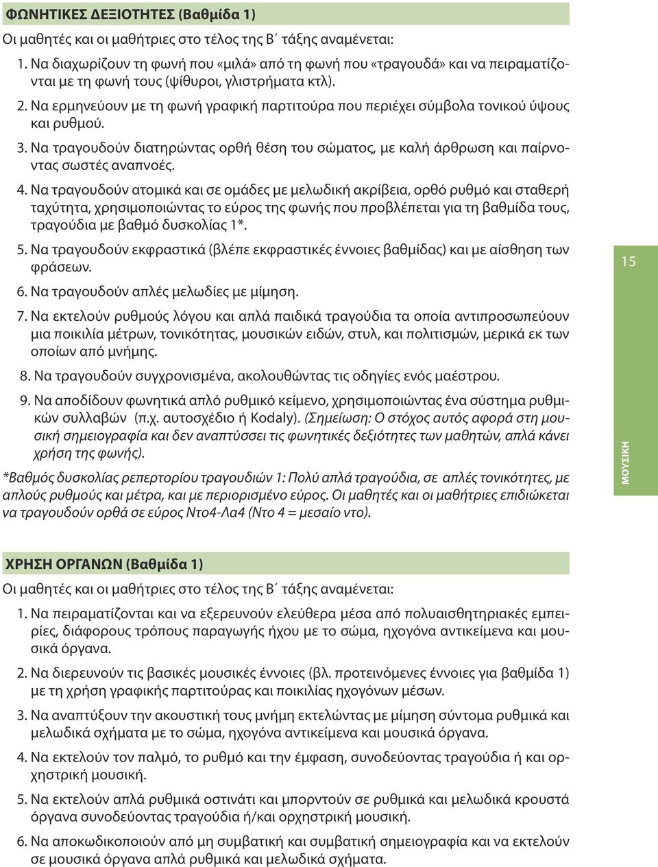 Να ερμηνεύουν με τη φωνή γραφική παρτιτούρα που περιέχει σύμβολα τονικού ύψους και ρυθμού. 3. Να τραγουδούν διατηρώντας ορθή θέση του σώματος, με καλή άρθρωση και παίρνοντας σωστές αναπνοές. 4.