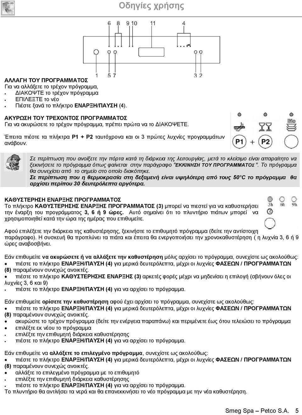 Σε περίπτωση που ανοίξετε την πόρτα κατά τη διάρκεια της λειτουργίας, μετά το κλείσιμο είναι απαραίτητο να ξεκινήσετε το πρόγραμμα όπως φαίνεται στην παράγραφο "ΕΚΚΙΝΗΣΗ ΤΟΥ ΠΡΟΓΡΑΜΜΑΤΟΣ ".