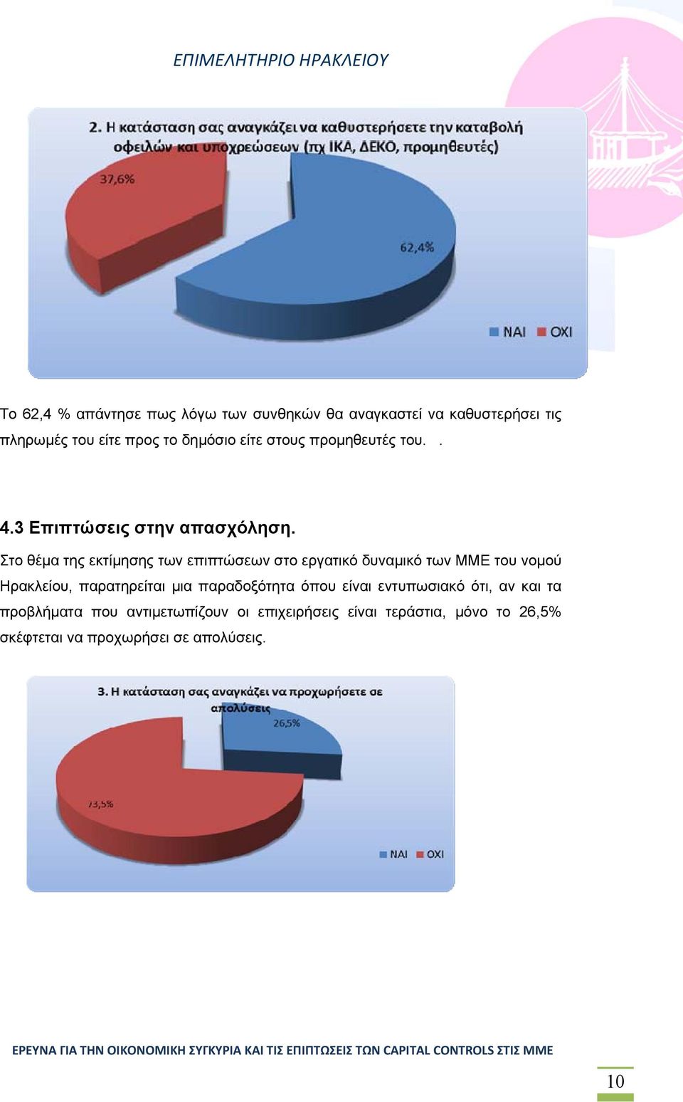 Στο θέμα της εκτίμησης των επιπτώσεων στο εργατικό δυναμικό των ΜΜΕ του νομού Ηρακλείου, παρατηρείται μια