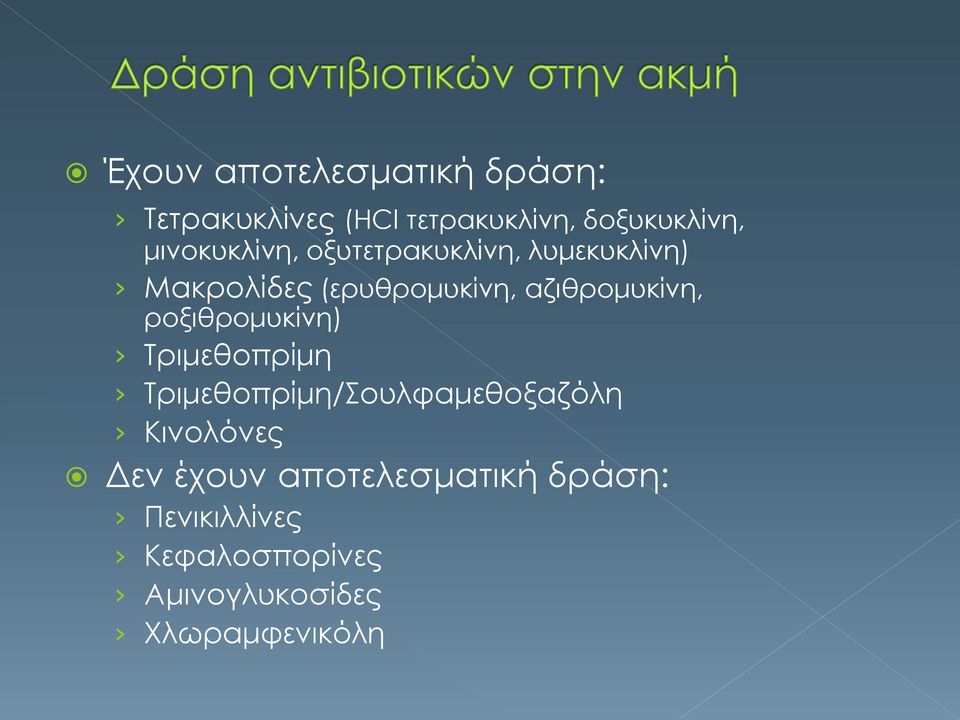 αζιθρομυκίνη, ροξιθρομυκίνη) Τριμεθοπρίμη Τριμεθοπρίμη/Σουλφαμεθοξαζόλη