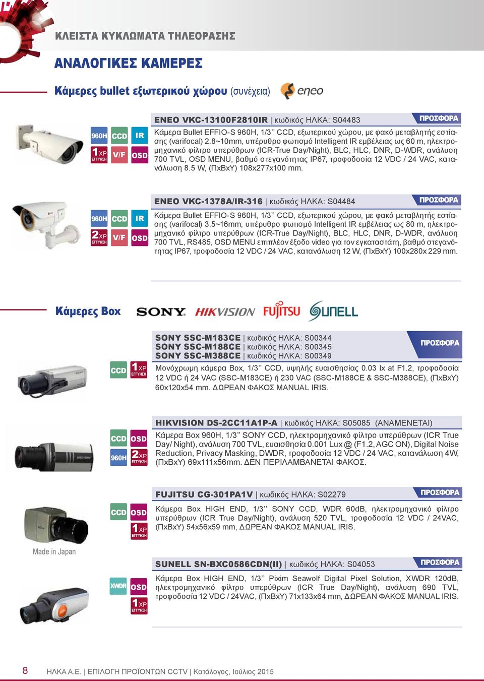 τροφοδοσία 12 VDC / 2 VAC, κατανάλωση 8.5 W, (ΠxBxY) 108x277x100 mm.