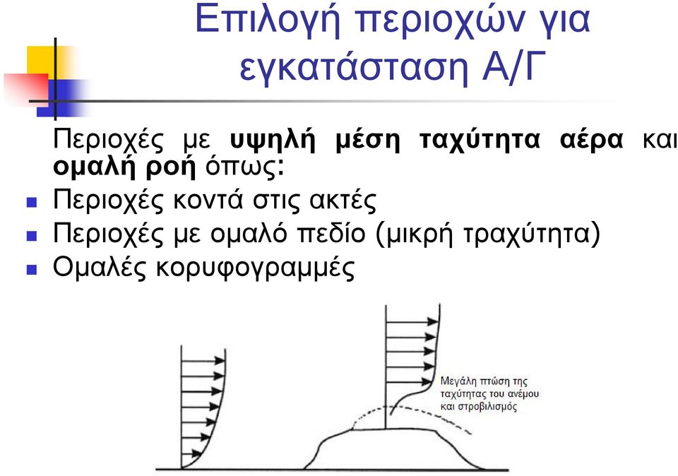 όπως: Περιοχές κοντά στις ακτές Περιοχές µε