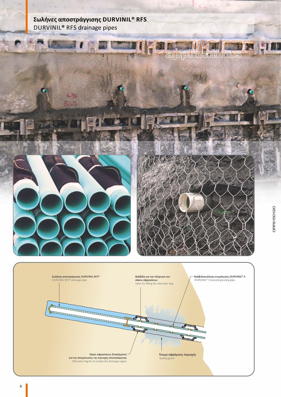 obturator bag Βαλβιδοσωλήνας ενεμάτωσης DURVINIL S DURVINIL S sleeved grouting pipe Σάκος σφραγίσεως διατρήματος