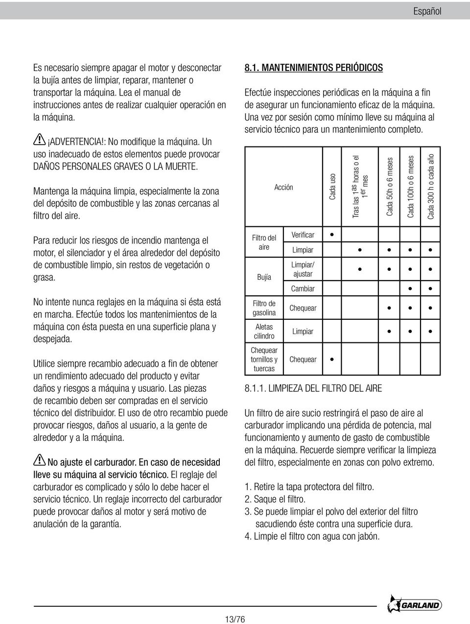 Un uso inadecuado de estos elementos puede provocar DAÑOS PERSONALES GRAVES O LA MUERTE.