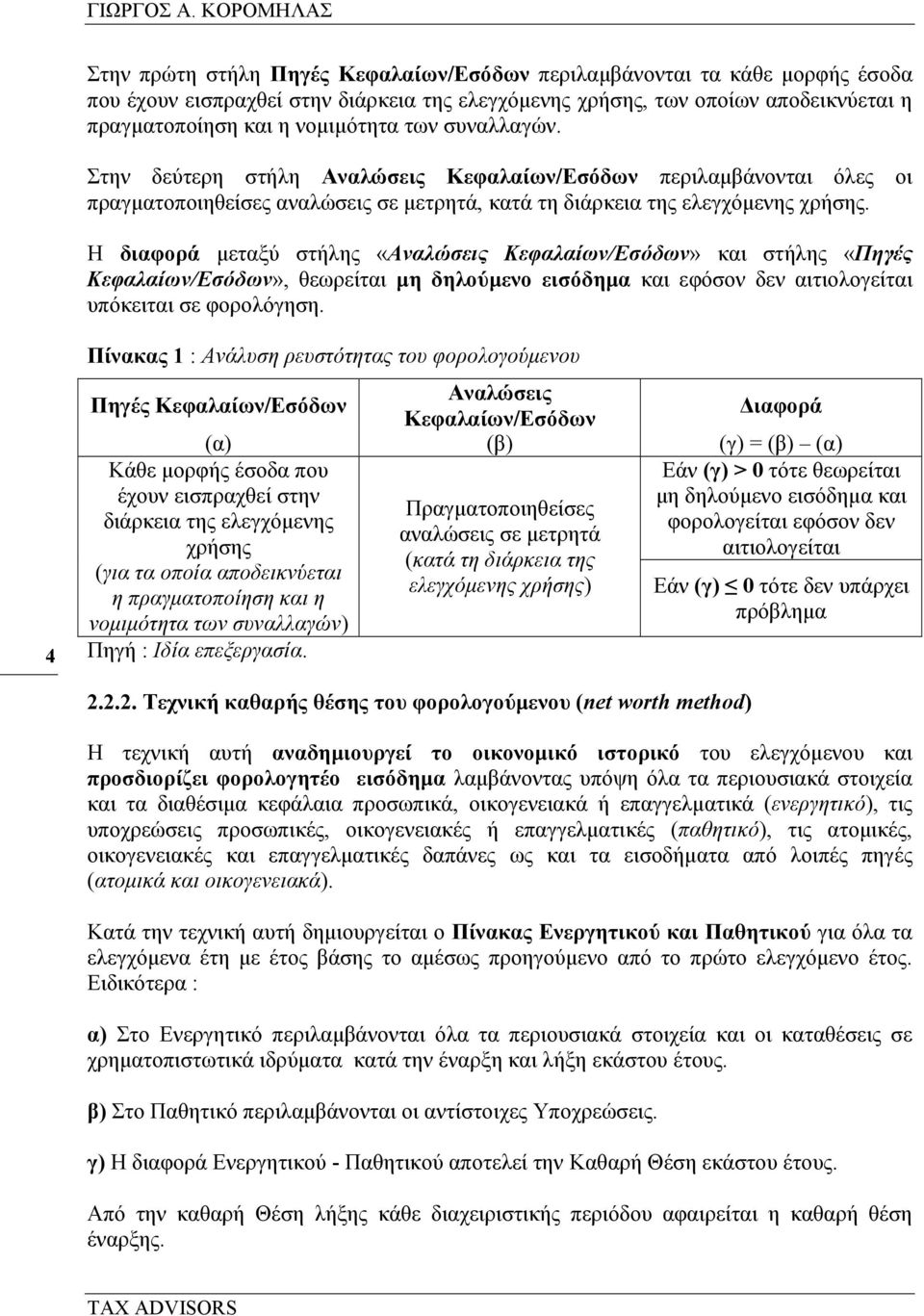 νοµιµότητα των συναλλαγών. Στην δεύτερη στήλη Αναλώσεις Κεφαλαίων/Εσόδων περιλαµβάνονται όλες οι πραγµατοποιηθείσες αναλώσεις σε µετρητά, κατά τη διάρκεια της ελεγχόµενης χρήσης.