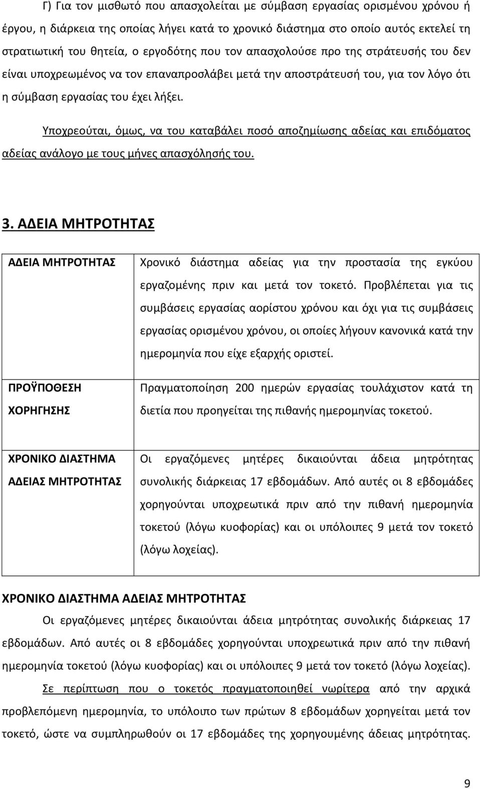 Υποχρεούται, όμως, να του καταβάλει ποσό αποζημίωσης αδείας και επιδόματος αδείας ανάλογο με τους μήνες απασχόλησής του. 3.