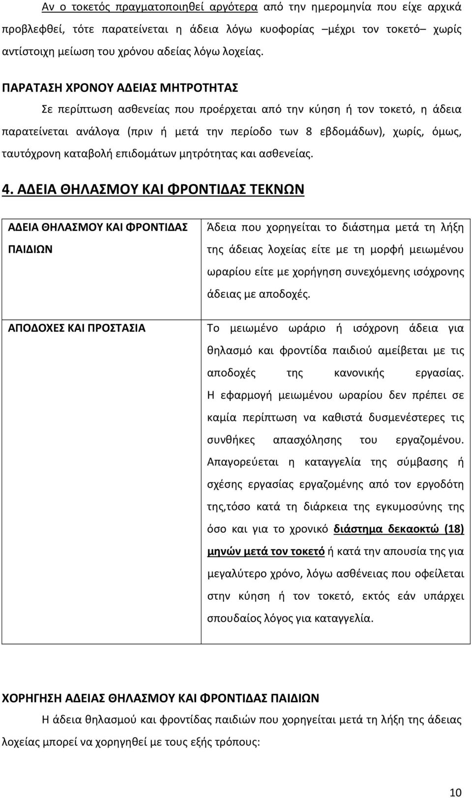 καταβολή επιδομάτων μητρότητας και ασθενείας. 4.