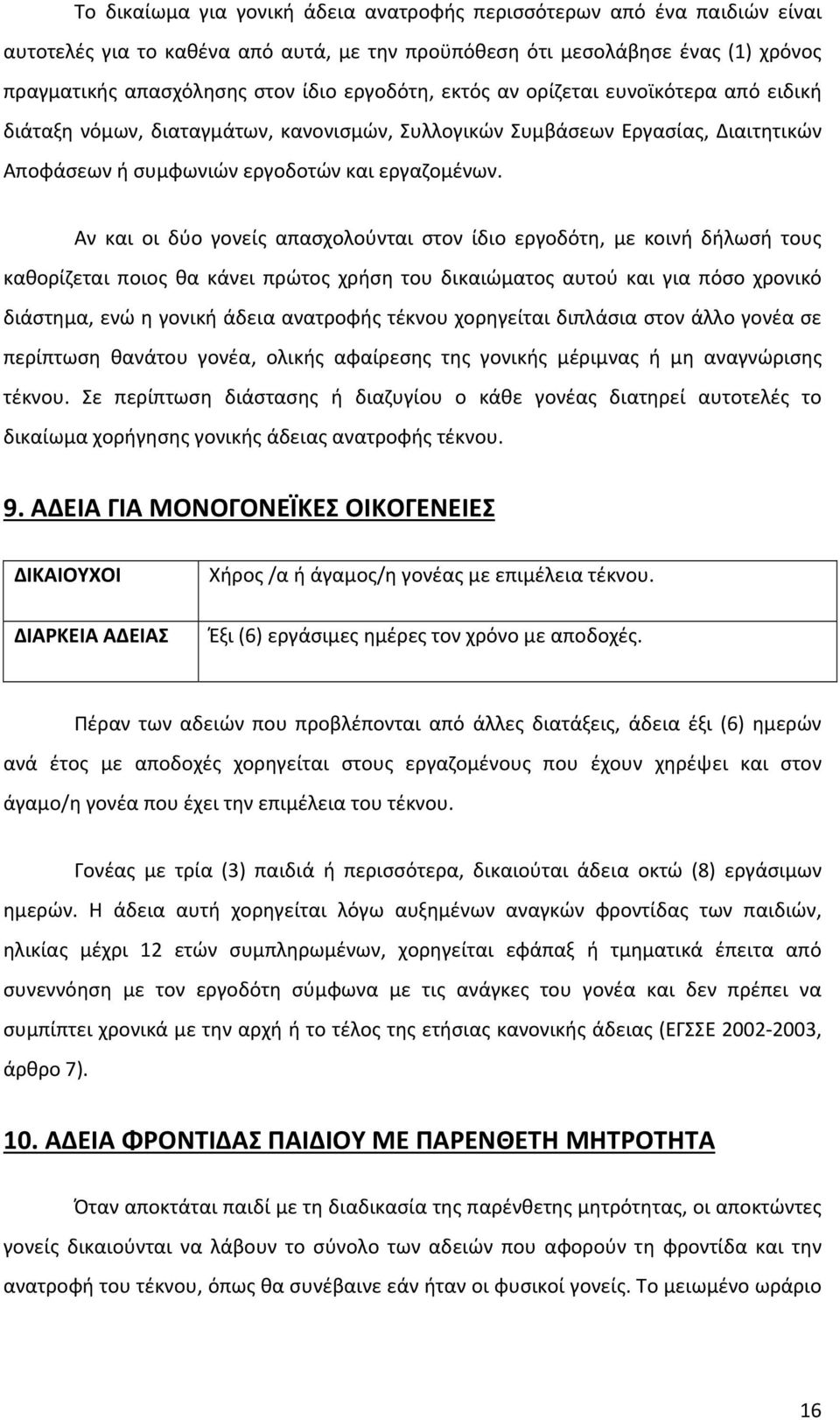 Αν και οι δύο γονείς απασχολούνται στον ίδιο εργοδότη, με κοινή δήλωσή τους καθορίζεται ποιος θα κάνει πρώτος χρήση του δικαιώματος αυτού και για πόσο χρονικό διάστημα, ενώ η γονική άδεια ανατροφής