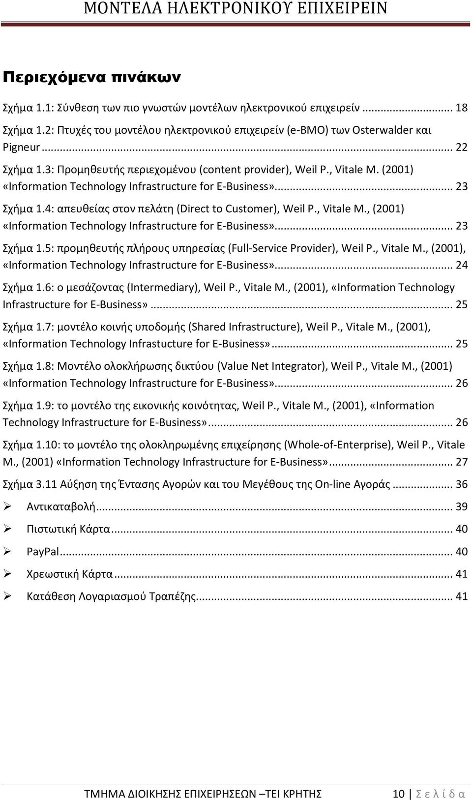 , Vitale M., (2001) «Information Technology Infrastructure for E-Business»... 23 Σχήμα 1.5: προμηθευτής πλήρους υπηρεσίας (Full-Service Provider), Weil P., Vitale M., (2001), «Information Technology Infrastructure for E-Business».