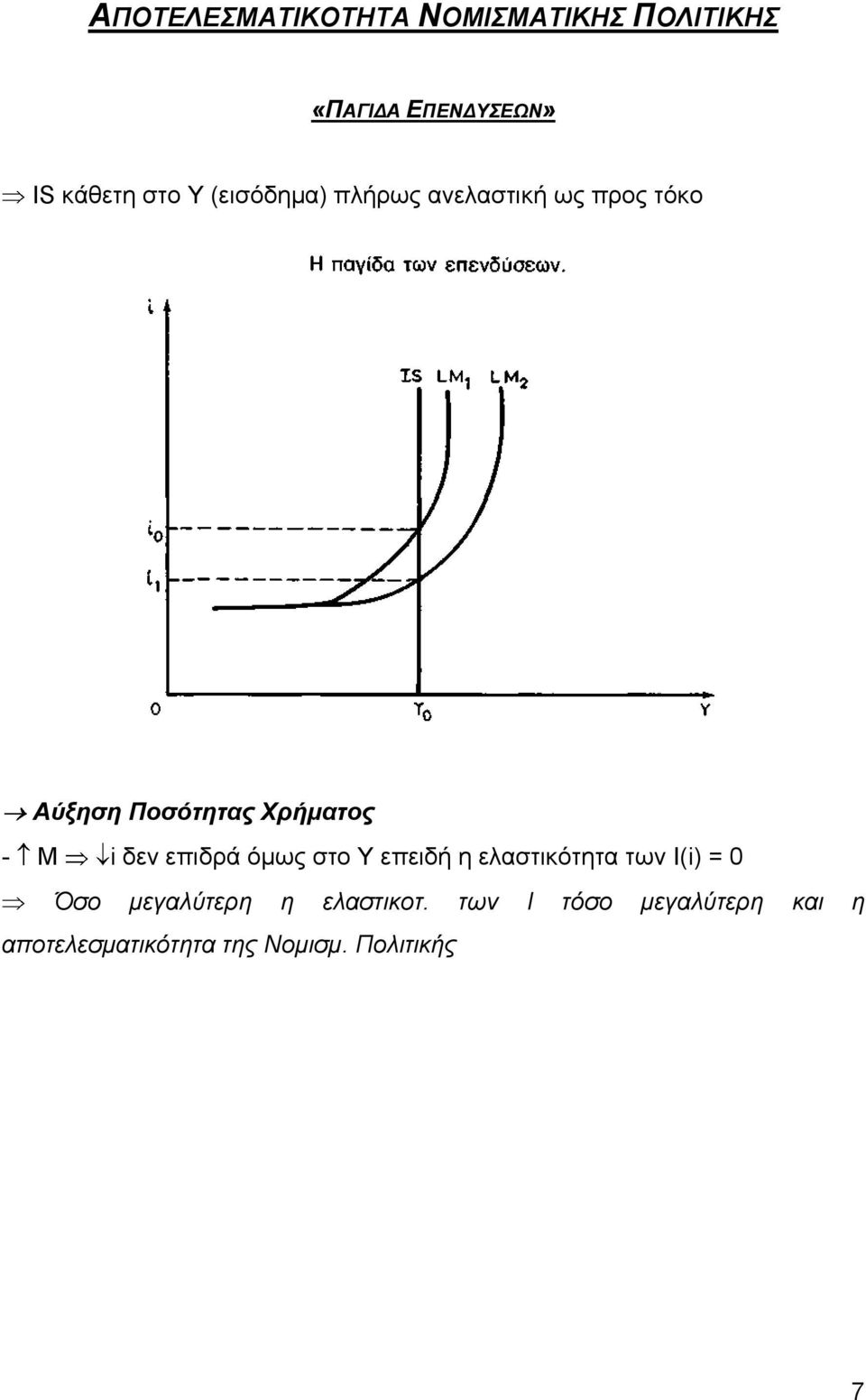 δεν επιδρά όμως στο Υ επειδή η ελαστικότητα των Ι(i) = 0 Όσο μεγαλύτερη η