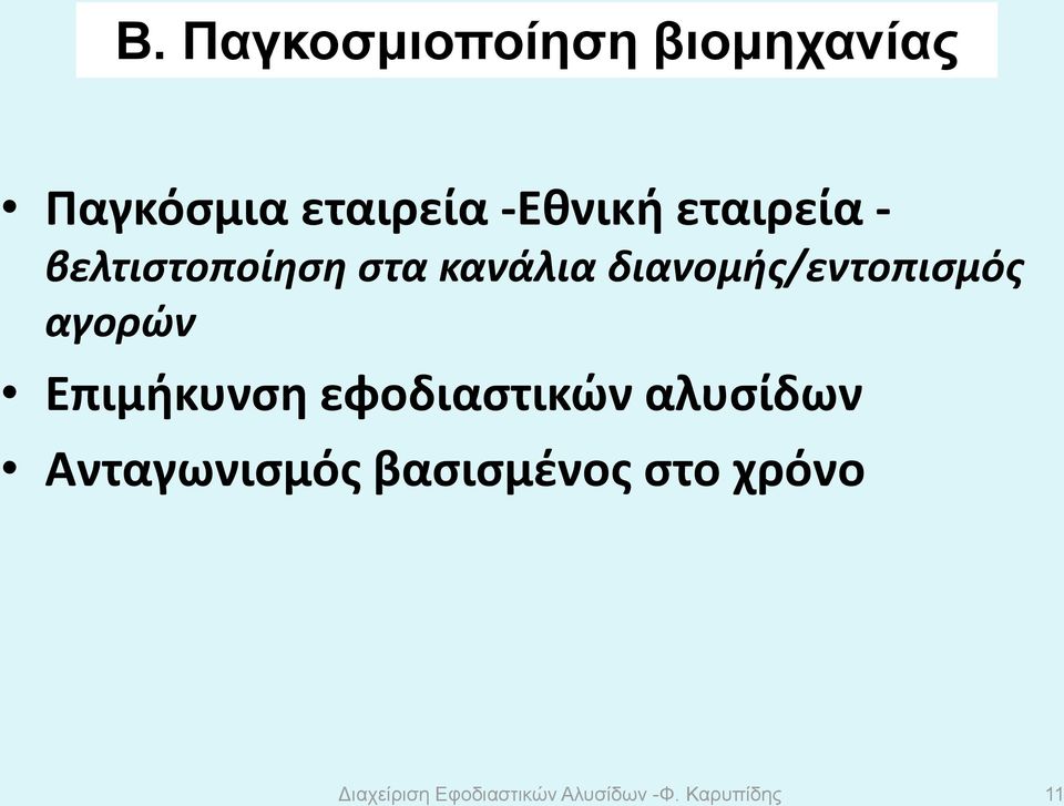 αγορών Επιμήκυνση εφοδιαστικών αλυσίδων Ανταγωνισμός