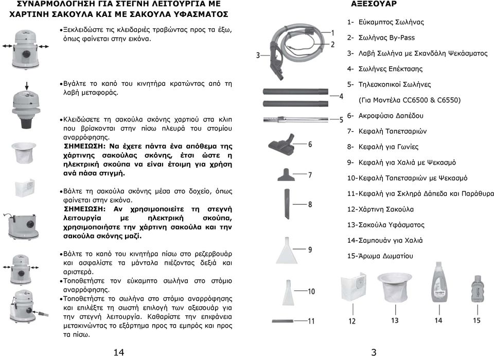 Κλειδώσετε τη σακούλα σκόνης χαρτιού στα κλιπ που βρίσκονται στην πίσω πλευρά του στομίου αναρρόφησης.