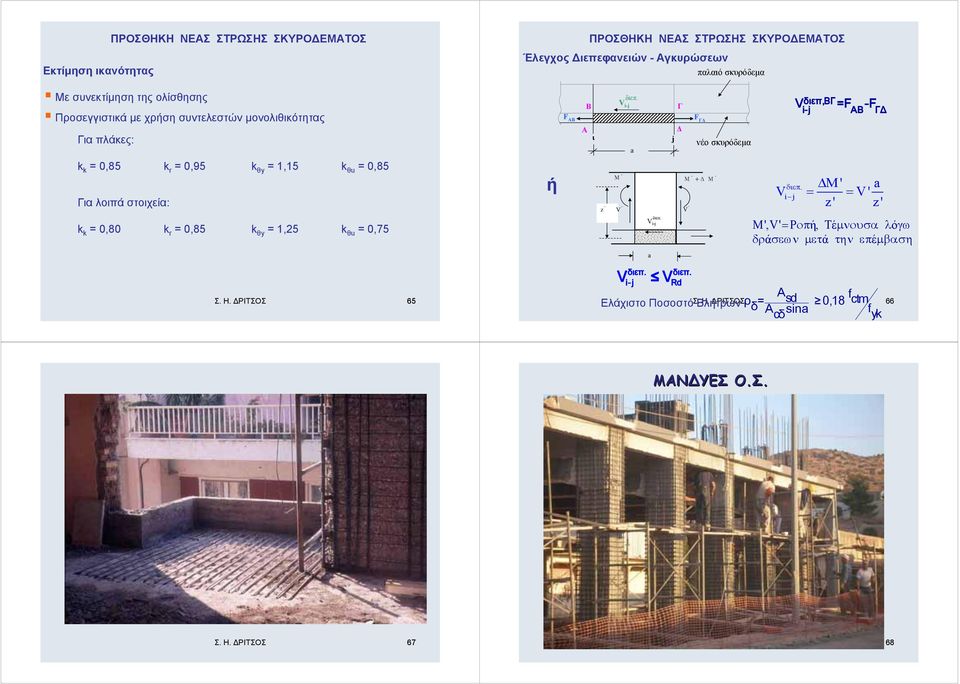 ΣΤΡΩΣΗΣ ΣΚΥΡΟ ΕΜΑΤΟΣ z Μ διεπ. V i-j V V a διεπ. V i-j a διεπ. i-j Γ Δ j V παλαιό σκυρόδεμα F ΓΔ νέο σκυρόδεμα Μ +Δ Μ V διεπ. Rd Ελάχιστο Ποσοστό Βλήτρων V διεπ.