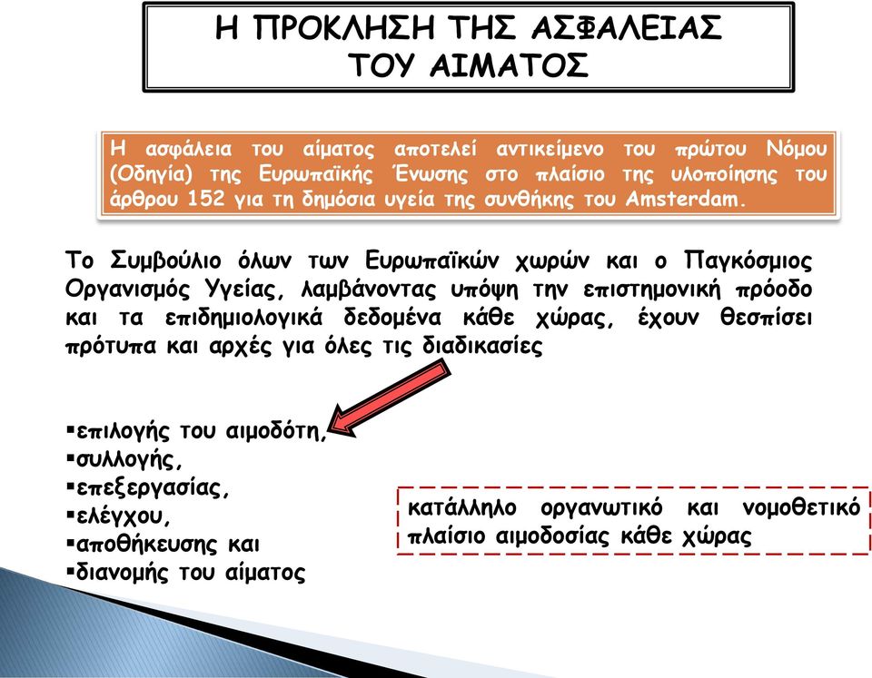 Το Συμβούλιο όλων των Ευρωπαϊκών χωρών και ο Παγκόσμιος Οργανισμός Υγείας, λαμβάνοντας υπόψη την επιστημονική πρόοδο και τα επιδημιολογικά δεδομένα