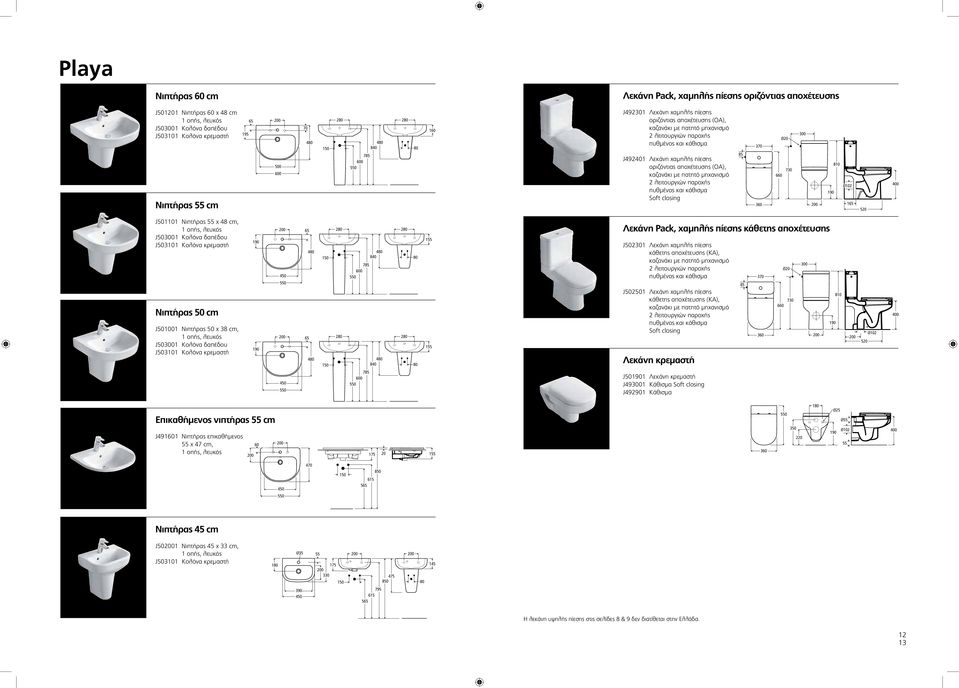πατητό μηχανισμό 2 λειτουργιών παροχής πυθμένος και κάθισμα Soft closing 85 370 3 6 Ø20 730 300 810 Ø102 165 520 J501101 Νιπτήρας x 48 cm, J503001 Κολόνα δαπέδου J503101 Κολόνα κρεμαστή Νιπτήρας 50