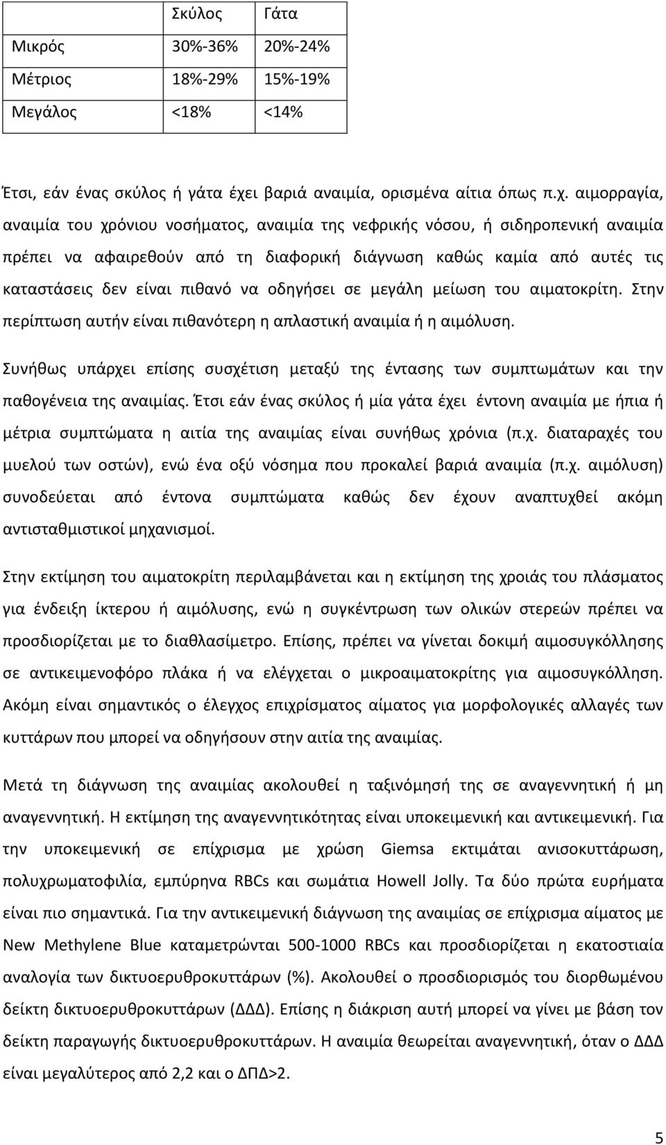 αιμορραγία, αναιμία του χρόνιου νοσήματος, αναιμία της νεφρικής νόσου, ή σιδηροπενική αναιμία πρέπει να αφαιρεθούν από τη διαφορική διάγνωση καθώς καμία από αυτές τις καταστάσεις δεν είναι πιθανό να