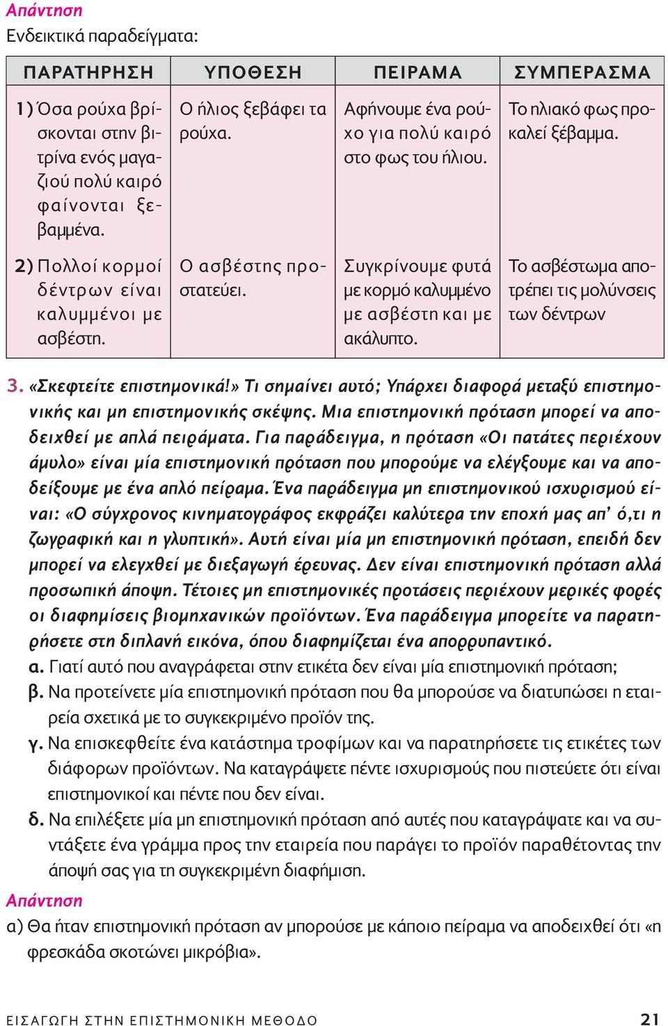 Συγκρίνουμε φυτά με κορμό καλυμμένο με ασβέστη και με ακάλυπτο. Tο ασβέστωμα αποτρέπει τις μολύνσεις των δέντρων 3. «Σκεφτείτε επιστημονικά!