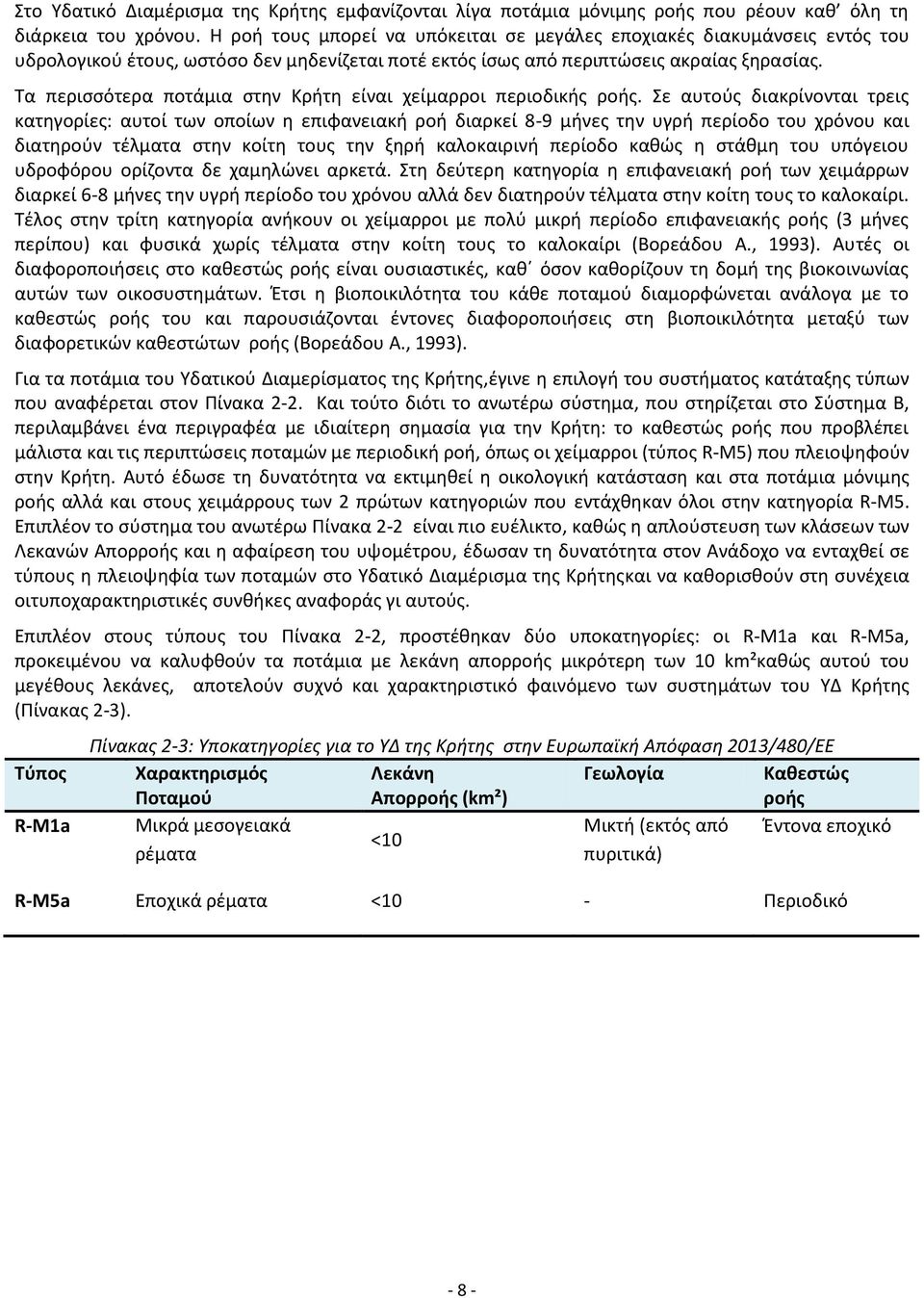 Τα περισσότερα ποτάμια στην Κρήτη είναι χείμαρροι περιοδικής ροής.