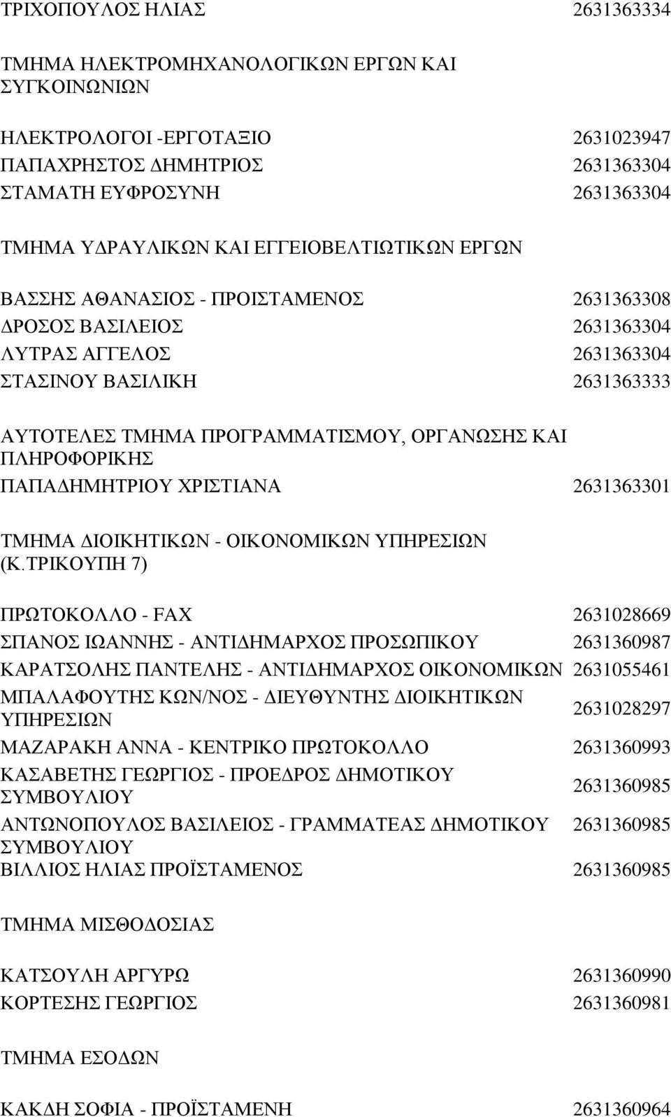 ΠΛΗΡΟΦΟΡΙΚΗΣ ΠΑΠΑΔΗΜΗΤΡΙΟΥ ΧΡΙΣΤΙΑΝΑ 2631363301 ΤΜΗΜΑ ΔΙΟΙΚΗΤΙΚΩΝ - ΟΙΚΟΝΟΜΙΚΩΝ ΥΠΗΡΕΣΙΩΝ (Κ.