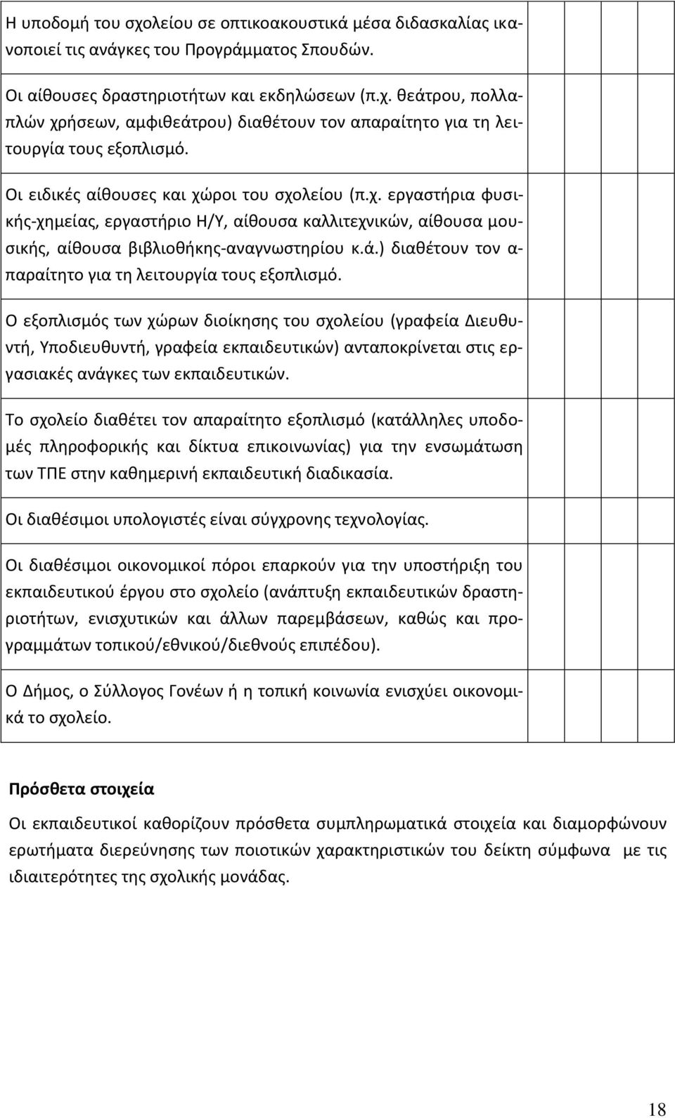 ) διαθέτουν τον α- παραίτητο για τη λειτουργία τους εξοπλισμό.