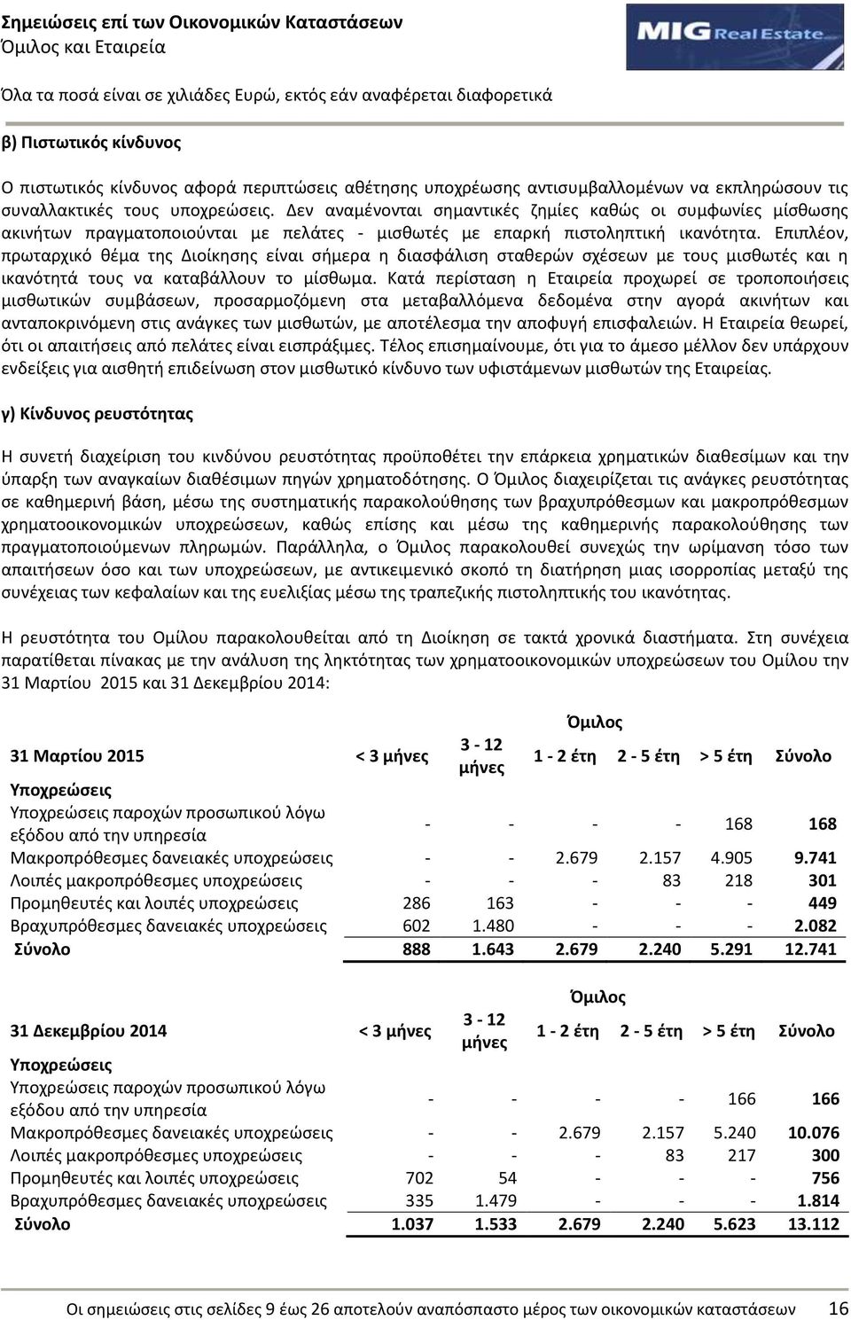 Επιπλζον, πρωταρχικό κζμα τθσ Διοίκθςθσ είναι ςιμερα θ διαςφάλιςθ ςτακερϊν ςχζςεων με τουσ μιςκωτζσ και θ ικανότθτά τουσ να καταβάλλουν το μίςκωμα.