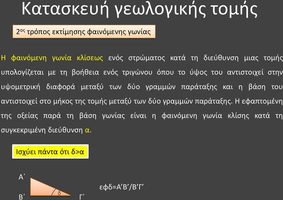 των δύο γραμμών παράταξης και η βάση του αντιστοιχεί στο μήκος της τομής μεταξύ των δύο γραμμών παράταξης.